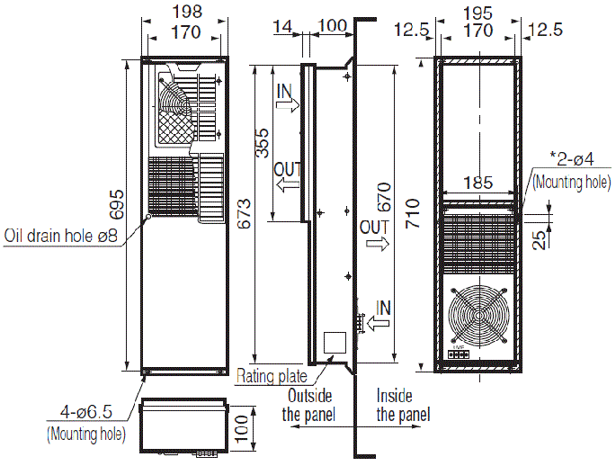 ENH-130L(R)-O-100 External dimensions