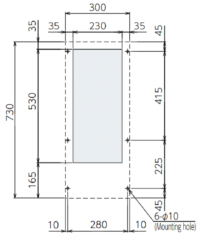 ENC-GR1000L-eco Diagram of Panel Cutout