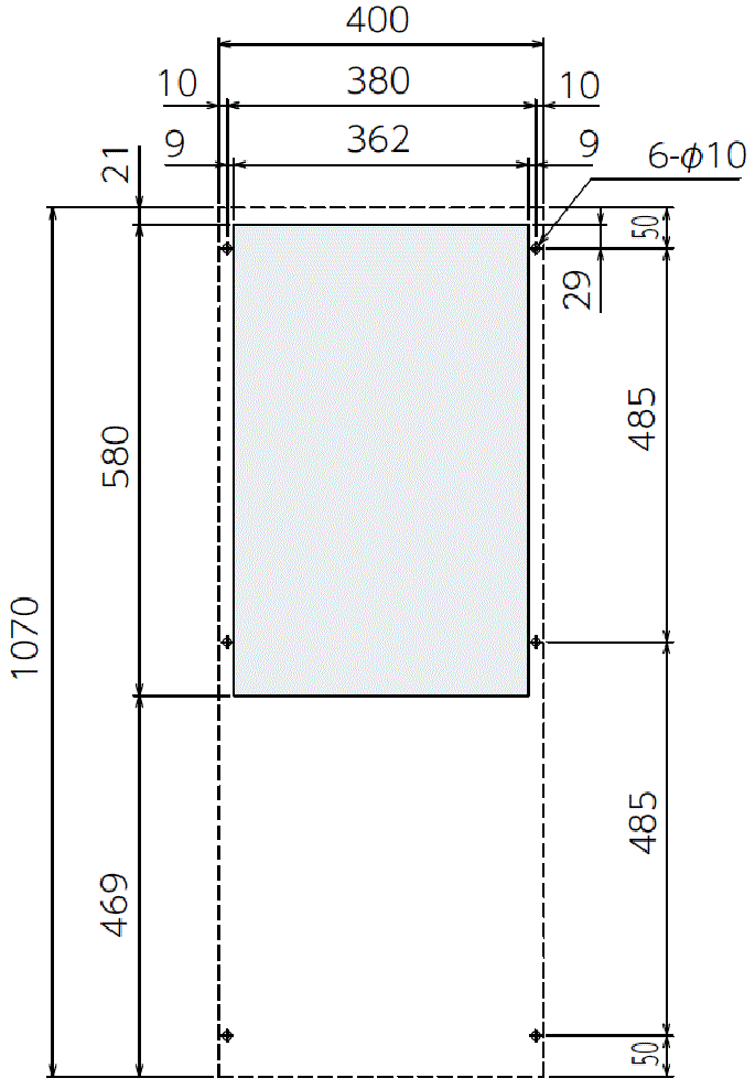 ENC-GR1000L-SUS Diagram of Panel Cutout