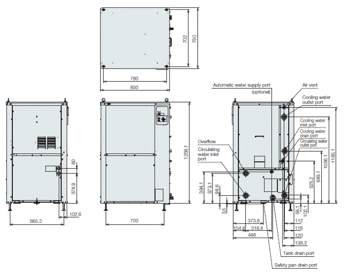 PCU-SL15000W External dimensions